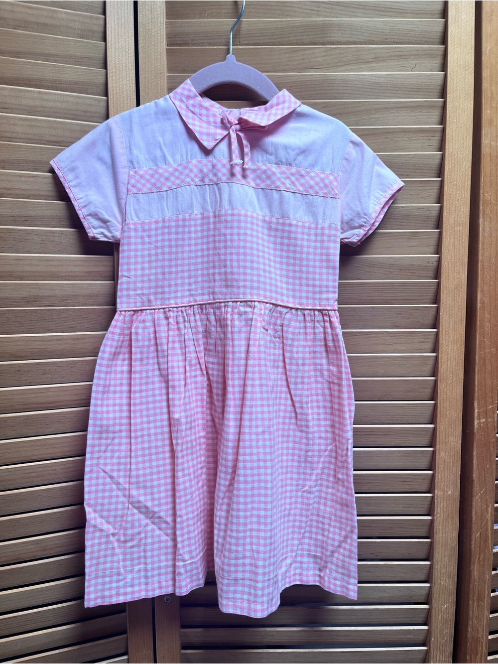 Vintage Sears Pink and White Gingham Collar Girls Dress